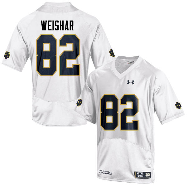 Men's NCAA Notre Dame Fighting Irish #82 Nic Weishar Stitched College Under Armour Authentic White Football Jersey LN10R76QQ